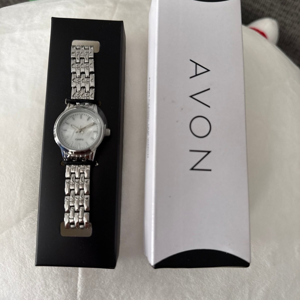 Avon Silver-Tone Chain Bracelet Watch